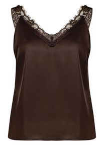 Spitzenbluse Zero "Basic-Top mit V-Ausschnitt", Damen, Gr. 44, braun (chocolate plum), Obermaterial: 100% Polyester PES., Blusen Spitzenbluse