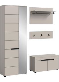Garderoben-Set Home Affaire "REHAT, TOPSELLER, 4-teilig, Breite 160cm, individuell stellbar", beige (kaschmir), B:160cm H:190cm T:37cm, Holzwerkstoff, Kastenm&ouml;bel-Sets, Garderoben-Set, Garderobenkombination, Kombination, Set, Flurgarderobe, Diele