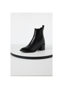Chelseaboots Tamaris, Damen, Gr. 39, schwarz, Elastischer Einsatz, Leder, unifarben, Schuhe Chelseaboots, Businessschuh, Stiefelette mit elegantem Blockabsatz, schmale Form