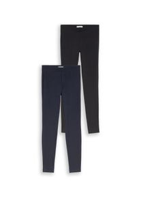 Leggings Tom Tailor, M&auml;dchen, Gr. 140, N-Gr, schwarz (heavy schwarz), Jersey, Obermaterial: 95% Baumwolle, 5% Elasthan, unifarben, k&ouml;rpernah lang, Hosen Leggings, 2er Pack Stretch-Leggins / f&uuml;r Kids
