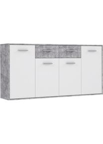 Sideboard FORTE "Sideboard, verschiedene Dekore, Schubk&auml;sten", grau (betonoptik lichtgrau, wei&szlig;), B:162,3cm H:81,7cm T:34,2cm, Spanplatte, Sideboards, Sideboard