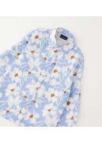Businessshirt sarabanda "BABY BOY LONG SLEEVE SHIRT", Jungen, Gr. 5A, blau (wei&szlig;, light blau), 55% Leinen, 45% Baumwolle, Shirts Businessshirt
