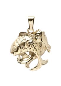 Kettenanh&auml;nger OSTSEE-SCHMUCK "OSTSEE-SCHMUCK Anh&auml;nger Tierkreiszeichen Fische", gelb (wei&szlig;, neutral), Schmuckanh&auml;nger, Damen, 25 x 18mm, Gelbgold 333, 2,2 g, Kettenanh&auml;nger