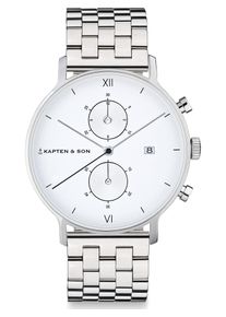 Kapten & Son Kapten & Son Anal&oacute;g &oacute;r&aacute;k 'Chrono Small Silver Steel' Női ez&uuml;st , M&eacute;ret Egy m&eacute;ret