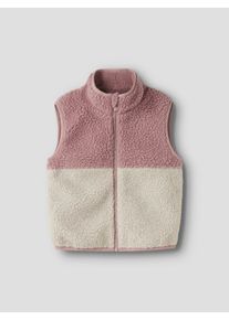 Pl&uuml;schweste name it "NMFMALL TEDDY VEST2", M&auml;dchen, Gr. 122, rosa (woodrose), Pl&uuml;sch, Obermaterial: 100% Polyester, normal, Westen Pl&uuml;schweste, Kunstfaser