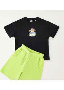 Shorts IDO "BABY BOY SUMMER SET", Jungen, Gr. 6A, EURO-Gr&ouml;&szlig;en, gr&uuml;n (schwarz), 100% Baumwolle, Hosen Shorts