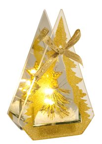 LED-Dekofigur I.GE.A. "Dekoobjekt aus Glas mit LED Licht", gold, B:13cm H:20cm, Glas, Dekofiguren, LED-Dekofigur, Mit Tannenbaum Kunstschnee Deko Weihnachten Weihnachtsdeko Dekoration