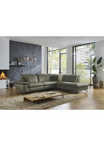 Ecksofa DIE PLANBAR "PN-EM20091, L-Form, Breite 297 cm", gr&uuml;n (cloudy olive), B:297cm T:245cm, Sofas, Ecksofa, inkl. Kopfteilverstellung, optional elektr. Relaxfunktion u. Stauraum