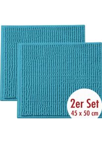 Badematte OTTO HOME "Vanessa Chenille Premium, Badvorleger, Badezimmer, Duschvorleger", blau (t&uuml;rkis), H:20mm, Polyester, Badematten, Badematte, Uni Farben, besonders weich, flauschig