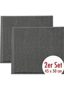 Badematte OTTO HOME "Vanessa Chenille Premium, Badvorleger, Badezimmer, Duschvorleger", grau (anthrazit), H:20mm, Polyester, Badematten, Badematte, Uni Farben, besonders weich, flauschig