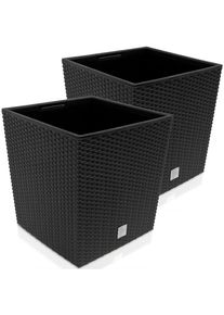 Deuba Blumentopf Rato Low 2er-Set Anthrazit 39x39x40,5cm