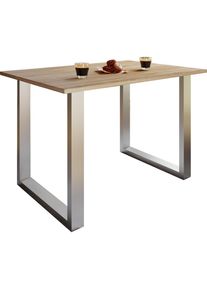 Mid.you , Silberfarben, Sonoma Eiche , Metall, Holzwerkstoff , rechteckig , 110x80x76 cm ,