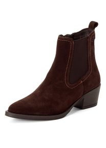 Tamaris, Damen, Chelseaboots , Blockabsatz, Cowboy Stiefelette, Westernstiefelette mit Gummizug, mokka, 39, Chelseaboots mit praktischem 