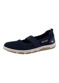 Mustang Shoes, Damen, Riemchenballerina &raquo;Sue&laquo; Halbschuh, Schlupfschuh mit Gummizug-Riemen, navy, 40, Ballerina mit seitlichem Logoschriftzug