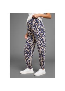 Neun Monate, Damen, Umstandshose &raquo;Haremshose f&uuml;r Schwangerschaft und Stillzeit&laquo; , in bequemer Passform und mit Blumenmuster, marine gebl&uuml;mt, 36/38 - N