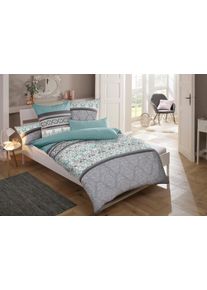 Bettw&auml;sche OTTO HOME "Cremona", blau (t&uuml;rkis), B/L: 155cm x 220cm, 1 Stk., 1 Stk., Polycotton recycelt, B/L: 80cm x 40cm, 2, Polycotton recycelt, Obermaterial: 60% Baumwolle, 40% Polyester, Bettw&auml;sche, Bettw&auml;sche, romantische Bettw&auml;sche in verschiedenen Qualit&auml;ten, ab Gr. 135x200 cm