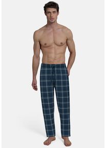 Pyjamahose Tom Tailor "Milos", Herren, Gr. 52, N-Gr, blau (blau, mittel, karo), Obermaterial: 100% Baumwolle, kariert, bequem lang, Hosen Pyjamahose, lang, kariert, leicht, weit, breiter Bund, mit Logo, Baumwolle