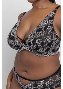 B&uuml;gel-BH Dorina "Xanthia", Damen, Gr. 95, Cup F, schwarz, Obermaterial: 52% Polyester, 42% Polyamid, 6% Elasthan, BHs B&uuml;gel-BH, mit schwarz-wei&szlig;er Spitze, leicht gepolstert