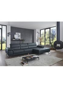 Ecksofa DIE PLANBAR "PN-EM19074, L-Form, Breite 343 cm", torro graphite blau, B:343cm T:193cm, Sofas, Ecksofa, inkl. Sitztiefen- und Kopfteilverstellung
