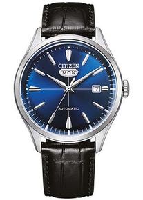 Automatikuhr Citizen "Crystal Seven", schwarz, Armbanduhren, Herren, Automatikuhr, Armbanduhr, Mechanische Uhr, Herrenuhr, Datum, Lederarmband