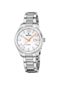 Quarzuhr Festina "Classic Steel", silber (silberfarben, ros&eacute;goldfarben), Armbanduhren, Damen, Quarzuhr, Armbanduhr, Damenuhr, Edelstahlarmband, analog, Tag