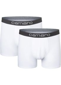 Boxershorts Camano "comfort", Herren, Gr. XL, wei&szlig;, Obermaterial: 95% Baumwolle, 5% Elasthan, unifarben, eng, Unterhosen Boxershorts, mit elastischem Logobund