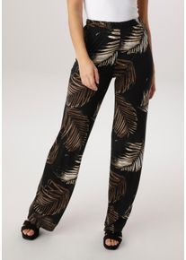 Schlupfhose Aniston SELECTED, Damen, Gr. 42, N-Gr, schwarz, beige, braun, oliv, bedruckt, Jersey, Obermaterial: 100% Viskose, bedruckt, gebl&uuml;mt, gemustert, figurumspielend kn&ouml;chellang, Hosen Schlupfhose, im trendigem Allover-Druck
