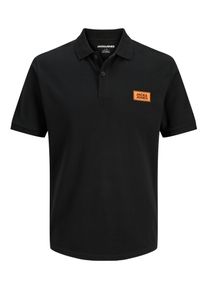 Jack & Jones Poloshirt JACK & JONES "JJRUSH POLO SS", Herren, Gr. L, schwarz, Jersey, Obermaterial: 100% Baumwolle, unifarben, regular fit normal, ohne Ausschnitt, Shirts Poloshirt, Baumwolle, regular fit