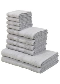 Handtuch Set OTTO HOME "Vanessa, 10-tlg Handtuch-Set, weich, in Standard- und Premium-Qualit&auml;t", grau (hellgrau), 10 tlg., Standard (420g/m&sup2;), Walkfrottee, Walkfrottee, Obermaterial: 100% Baumwolle, Handtuch-Sets, Handtuch Set, 100% Baumwolle, Duscht&uuml;cher, Handt&uuml;cher, G&auml;stet&uuml;cher, mit Bord&uuml;re