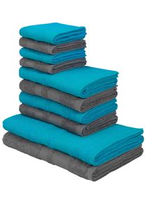 Handtuch Set OTTO HOME "Vanessa, 10-tlg Handtuch-Set, weich, in Standard- und Premium-Qualit&auml;t", blau (mittelgrau t&uuml;rkis), 10 tlg., Standard (420g/m&sup2;), Walkfrottee, Walkfrottee, Obermaterial: 100% Baumwolle, Handtuch-Sets, Handtuch Set, 100% Baumwolle, Duscht&uuml;cher, Handt&uuml;cher, G&auml;stet&uuml;cher, mit Bord&uuml;re