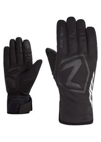 Fahrradhandschuhe Ziener "DAQUA-Z AQUASHIELD TOUCH", Gr. 7.5, schwarz, Materialmix, Handschuhe Fahrradhandschuhe, wasserdicht, winddicht, atmungsaktiv, gepolsterte Innenhand