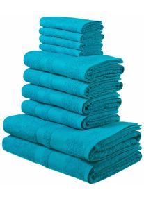 Handtuch Set OTTO HOME "Vanessa, 10-tlg Handtuch-Set, weich, in Standard- und Premium-Qualit&auml;t", blau (t&uuml;rkis), 10 tlg., Standard (420g/m&sup2;), Walkfrottee, Walkfrottee, Obermaterial: 100% Baumwolle, Handtuch-Sets, Handtuch Set, 100% Baumwolle, Duscht&uuml;cher, Handt&uuml;cher, G&auml;stet&uuml;cher, mit Bord&uuml;re