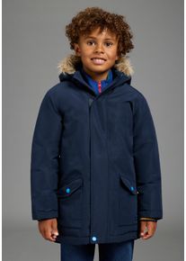 Outdoorjacke Scout "Parka mit Fellkragen - NEU von Scout", Jungen, Gr. 152/158, marine, Web, Obermaterial: 100% Polyester. Futter: 100% Polyester. Wattierung: 100% Polyester, Basic Po-bedeckend, Rippb&uuml;ndchen, Jacken Outdoorjacke, mit Kapuze und abnehmbaren Kapuzendetails, mit Fleecef&uuml;tterung