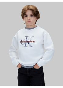 Sweatshirt Calvin Klein Jeans "FILLED MONOLOGO CN SWEATSHIRT", Jungen, Gr. 10 (140), hellwei&szlig;, Sweatware, Obermaterial: 100% Baumwolle, unifarben, regular fit normal, Rundhals, eingesetzt B&uuml;ndchen, Sweatshirts Sweatshirt, Regular fit mit Rundhalsausschnitt, Logoschriftzug