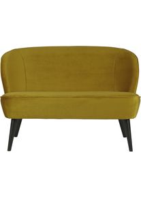 1,5-Sitzer Woood "Sara Velvet-Bezug mit Birkenholzbeinen, H 73 x B 110 x T 72 cm", gelb (ocker), B:110cm H:73cm T:72cm, Sofas, 1 5-Sitzer, Tragkraft 100 kg, Maximale Verschlei&szlig;festigkeit, Pfleiglicht