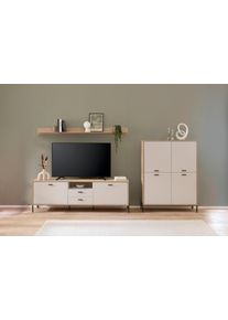 Wohnwand Home Affaire "Fredericia, moderne Anbauwand, Komplettset in Kaschmir", eiche cremona toro, kaschmir, Kastenm&ouml;bel-Sets, B/H/T: 320cmcm x 170cmcm x 40cmcm, Holzwerkstoff, Wohnwand, enth&auml;lt Lowboard, Highboard und Wandboard, 320 cm breit, B:320cm H:170cm T:40cm
