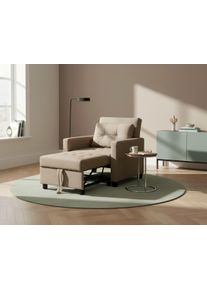 Sessel OTTO HOME "TYLLI, 91 cm, wandelbar zum G&auml;stebett, Schlafliege, klappbar", beige (taupe), B:91,5cm H:94,5cm T:95cm, Holzgestell, Schaum-Polsterung und pflegeleichter Bezug, Sessel, Sessel, verstellbarer R&uuml;ckenlehne, Klappmechanismus, Webstoff
