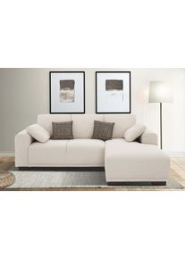 Ecksofa OTTO HOME "BORNHOLM L-Form, B: 234 cm - OTTO. Verl&auml;ssliche Qualit&auml;t.", beige (natur), B:234cm H:85cm T:162cm, Struktur (100% Polyester), Luxus-Microfaser (100% Polyester), Luxus-Microfaser Lederoptik (100% Polyester);100% Polyester Struktur, Sofas, Ecksofa, Recamiere links oder rechts bestellbar, Wellenfederung, inkl. 2 Kissen