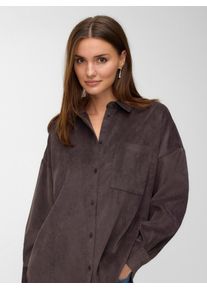 V&eacute;ro Moda Hemdbluse VERO MODA "VMSANNE COURDEROY LS SHIRT WVN GA NOOS", Damen, Gr. L, braun (chocolate torte), Cord, Obermaterial: 90% Polyester, 8% Nylon, 2% Elasthan, unifarben, Po-bedeckend, Blusen Hemdbluse