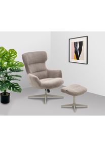 Sessel Home Affaire "Clarah Relaxsessel, TV-Sessel mit Hocker", beige (taupe), B:73cm H:93cm, Sessel, Sessel, 360 Grad drehbar