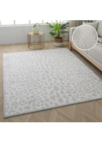 Teppich OTTO HOME "Leo, mit trendigem Leopardenmuster, waschbar", wei&szlig; (grau, creme), B:200cm H:12mm L:200cm, Kunstfaser, Polyester, Teppiche, Teppich, kuschelig & weich, modern, Animal Print, Wohnzimmer, Schlafzimmer