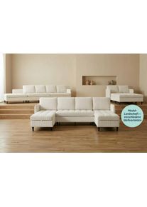 Wohnlandschaft DOREL HOME "LINDHUS, Cord, Modulsofa, verschiedene Stellvarianten", beige (creme), B:254cm H:80cm T:127cm, 93% Polyester, 7% Nylon, Sofas, Wohnlandschaft, Breite als U-Form (254cm) mit Verbindern fixierbar, Recamiere,Stauraum