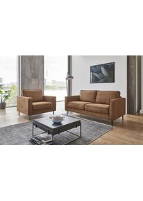 2-Sitzer OTTO HOME "Weston", braun, B:166cm H:81cm T:87cm, 100% PES, Sofas, 2-Sitzer, im skandinavischem Stil, mit Wellenunterfederung