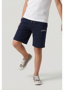 Sweatshorts Tommy Hilfiger "MONOTYPE GRAPHIC SWEATSHORT", Jungen, Gr. 3 (98), N-Gr, blau (schwarz night navy), Web, Obermaterial: 80% Baumwolle, 20% Polyester, unifarben, regular fit kniefrei, Hosen Sweatshorts, Kinder bis 16 Jahre, Druck