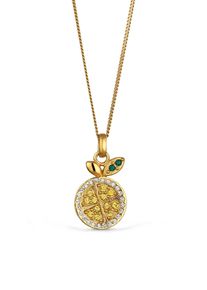 Kette mit Anh&auml;nger Elli "Halskette Zitrone Anh&auml;nger 925 Sterling Silber vergoldet, mit Kristallen von Swarovski" Gr. 45, gold, Halsketten, Damen, Silber 925 (Sterlingsilber), Kette mit Anh&auml;nger