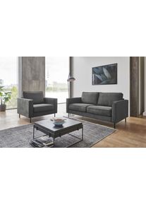 2-Sitzer OTTO HOME "Weston", grau, B:166cm H:81cm T:87cm, 100% PES, Sofas, 2-Sitzer, im skandinavischem Stil, mit Wellenunterfederung