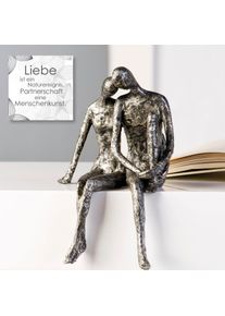 Dekofigur CASABLANCA BY GILDE "Skulptur Couple", silber (silberfarben), B:18cm H:25cm T:12cm, Polyresin (Kunststein), Dekofiguren, Dekofigur, Silberfarbenes Paar mit Antikfinish, Wohnzimmer
