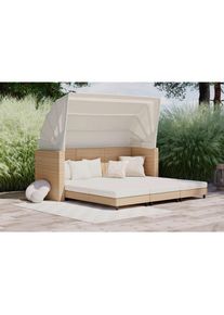 Ambia Garden Loungegarnitur, Creme, Beige, Metall, Kunststoff, Textil, F&uuml;llung: Polyester,Polyester, 200x68x73-159 cm, Bank klappbar, Gartenm&ouml;bel, Loungem&ouml;bel, Loungegarnituren