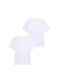 T-Shirt Tom Tailor, Herren, Gr. L, wei&szlig;, Single Jersey, Obermaterial: 100% Baumwolle, unifarben, regular fit taillenbedeckt, Rundhals, gerader Abschluss, Shirts T-Shirt, mit Logo Print