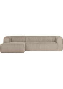 Ecksofa Woood "Bean Bezug Links mit hoher Sitzkomfort, H 73 x B 305 x T 96/175 cm", beige (travertin), B:305cm H:73cm T:175cm, Sofas, Ecksofa, Ripsstoff, Gute Verschlei&szlig;festigkeit, Tragkraft 400 kg, pflegeleicht